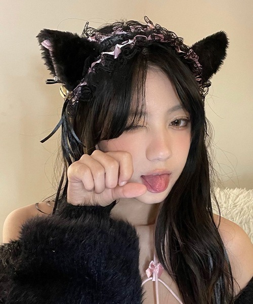 c.u.l(シーユーエル)の「フリル ふわもこ 猫耳 ヘアバンド カチューシャ cula1194(カチューシャ・レディース・ブラック/ホワイト/ピンク/ブラック系その他・FREE)」の3枚目の写真
