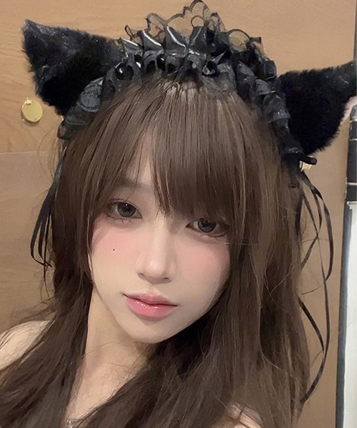 c.u.l(シーユーエル)の「フリル ふわもこ 猫耳 ヘアバンド カチューシャ cula1194(カチューシャ・レディース・ブラック/ホワイト/ピンク/ブラック系その他・FREE)」の6枚目の写真