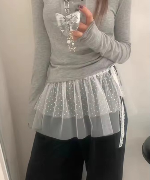 IMARI（イマリ）の「【 IMARI / イマリ 】 レース フリル レイヤード スカート #（スカート・レディース・ブラック/ホワイト/ホワイト系その他・FREE）」の2枚目の写真