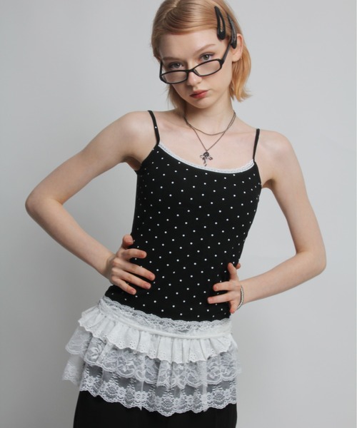 IMARI（イマリ）の「【 IMARI / イマリ 】 レース フリル レイヤード スカート #（スカート・レディース・ブラック/ホワイト/ホワイト系その他・FREE）」の4枚目の写真