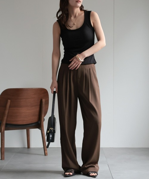 ap retro（アプレトロ）の「【ap retro basic】カップ付きタンクトップ / インナー《動画あり》（キャミソール・レディース・ブラック/ホワイト/ブラウン・MEDIUM/LARGE/SMALL/X-LARGE）」の14枚目の写真