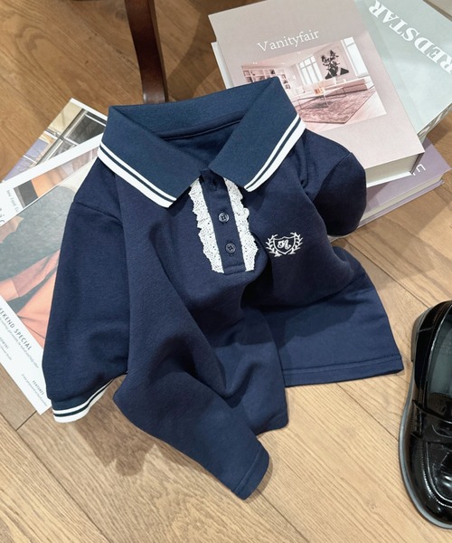 nemne store（ネンネストア）の「フリルレース付きポロシャツ（ポロシャツ・レディース・アイボリー/ライトブルー/ネイビー・SMALL/MEDIUM）」の11枚目の写真