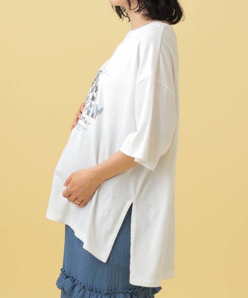 LEPSIM（レプシィム）の「【産前・産後対応】マタニティ／スペースプリントTSS　498579（マタニティウェア/グッズ・レディース・チャコールグレー/オフホワイト・FREE）」の6枚目の写真