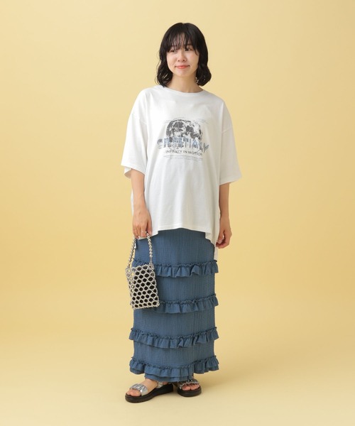 LEPSIM（レプシィム）の「【産前・産後対応】マタニティ／スペースプリントTSS　498579（マタニティウェア/グッズ・レディース・チャコールグレー/オフホワイト・FREE）」の7枚目の写真