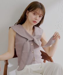 Chico（チコ）の「【SALON by Chico/4色展開】セーラーノースリベスト（ニット/セーター）」