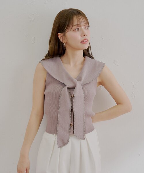 Chico（チコ）の「【SALON by Chico/4色展開】セーラーノースリ