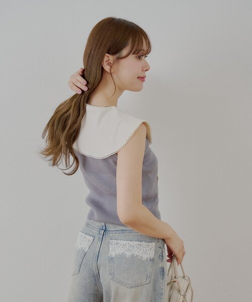 ニット セーター 「SALON by Chico/4色展開」セーラーノースリベスト レディース Chico ニット セーター 「SALON by Chico/4色展開」セーラー