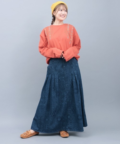 チチカカ（チチカカ）の「チマヨステッチロングTシャツ（Tシャツ/カットソー・レディース・ブラック/オフホワイト/レッド・FREE）」の6枚目の写真