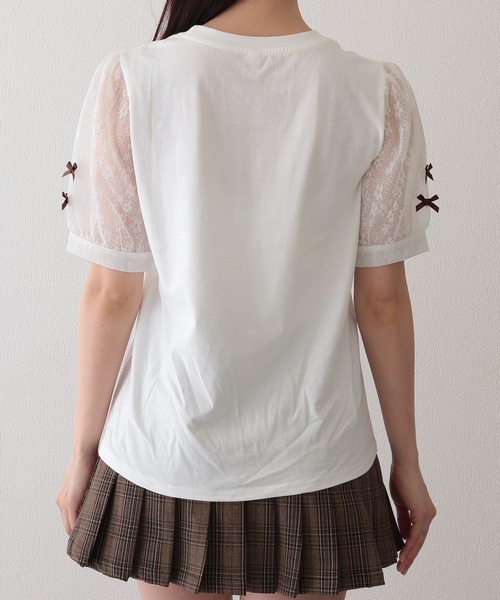 Lace Ladies（レースレディース）の「パフ袖 リボン フラワーレース デザイン カットソー（Tシャツ/カットソー・レディース・ホワイト・XL/M/S）」の8枚目の写真