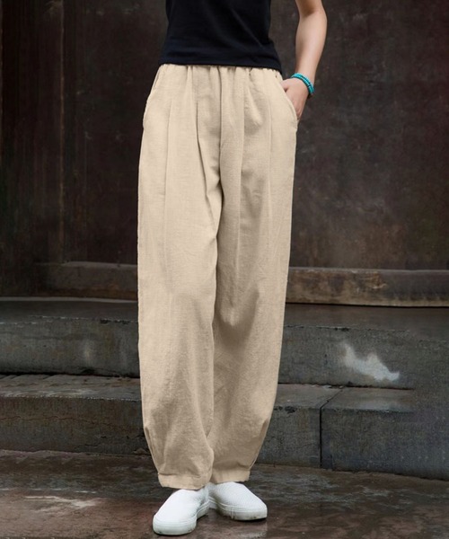 BLANC FICELLE(ブランフィセル)の「麻混 テーパードパンツ(その他パンツ・レディース・ナチュラル/ブラック/ミント/ネイビー・M/L/XL)」の3枚目の写真