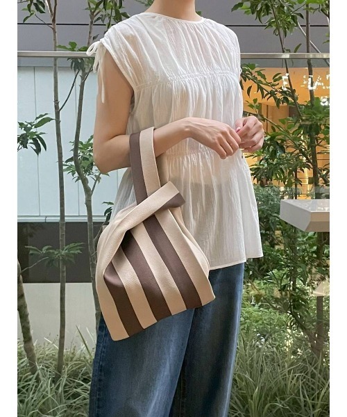 BAYFLOW(ベイフロー)の「ストライプニットトート2(トートバッグ・レディース・ベージュ/ピンク・0)」の15枚目の写真