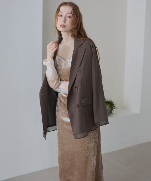 Bab（バブ）の「【S・Mサイズ展開】シアーベロアカップ付きキャミワンピース/ダブルストラップ（ワンピース・レディース・アイボリー/ブラック/チャコールグレー/ブラウン/ベージュ・S/M）」の5枚目の写真