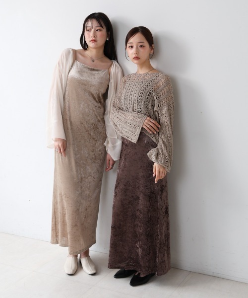 S・Mサイズ展開】シアーベロアカップ付きキャミワンピース