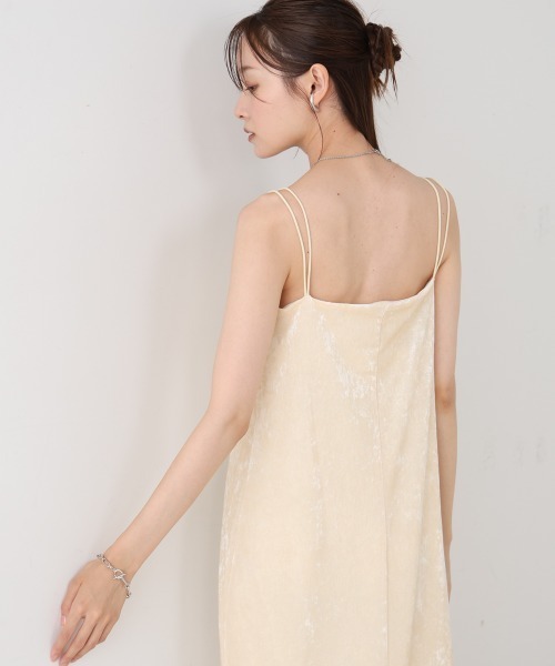 Bab（バブ）の「【S・Mサイズ展開】シアーベロアカップ付きキャミワンピース/ダブルストラップ（ワンピース・レディース・アイボリー/ブラック/チャコールグレー/ブラウン/ベージュ・S/M）」の9枚目の写真