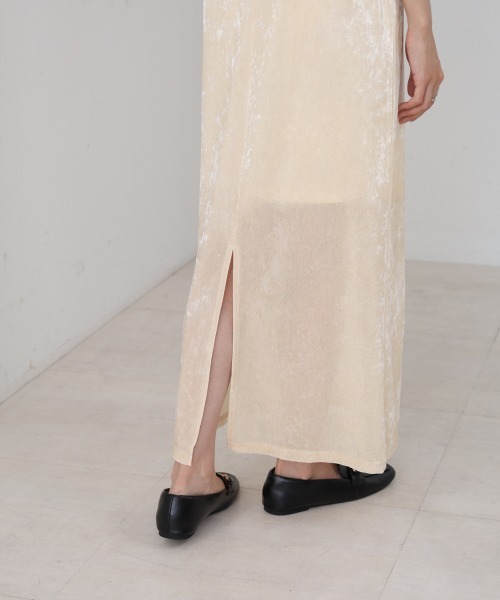 Bab（バブ）の「【S・Mサイズ展開】シアーベロアカップ付きキャミワンピース/ダブルストラップ（ワンピース・レディース・アイボリー/ブラック/チャコールグレー/ブラウン/ベージュ・S/M）」の15枚目の写真