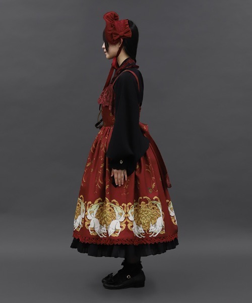 Chalmiere シキトリコラボ 菊と狐 ジャンパースカート パープル 菊と狐柄ジャンパースカート | 衣料 | axes femme online shop