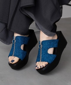★MARINE SERRE★MS グラウンドサンダル MARINE SERRE サンダル REGENERATED DEADSTOCK DENIM MS GROUND