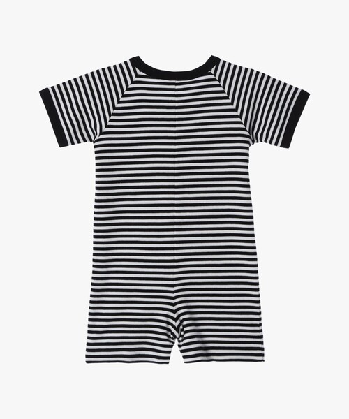 agnes b.(アニエスベー)の「ベビー 細ボーダー コットン 半袖 コンビネゾン(ロンパース・キッズ・ブラック・1YEAR/6MONTH)」の7枚目の写真