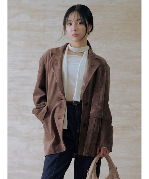 FRAY I.D（フレイアイディー）の「バリエレザーライクテーラードジャケット（テーラードジャケット・レディース・ベージュ/ブラウン/ブラック・0/1）」の4枚目の写真