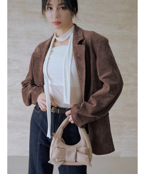 FRAY I.D（フレイアイディー）の「バリエレザーライクテーラードジャケット（テーラードジャケット・レディース・ベージュ/ブラウン/ブラック・0/1）」の5枚目の写真