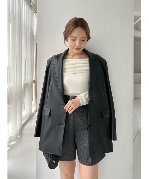 セール】バリエレザーライクテーラードジャケット（テーラード