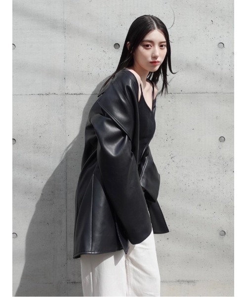 セール】バリエレザーライクテーラードジャケット（テーラード