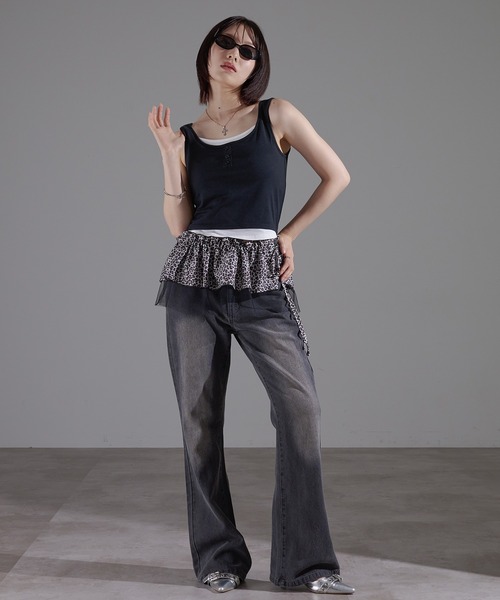 apres jour mignon(アプレジュールミニョン)の「ヘンリーレイヤードカップ付きタンク【ZOZOTOWN限定アイテム】(タンクトップ・レディース・ブラック/チャコールグレー/レッド・X-LARGE/フリー)」の8枚目の写真