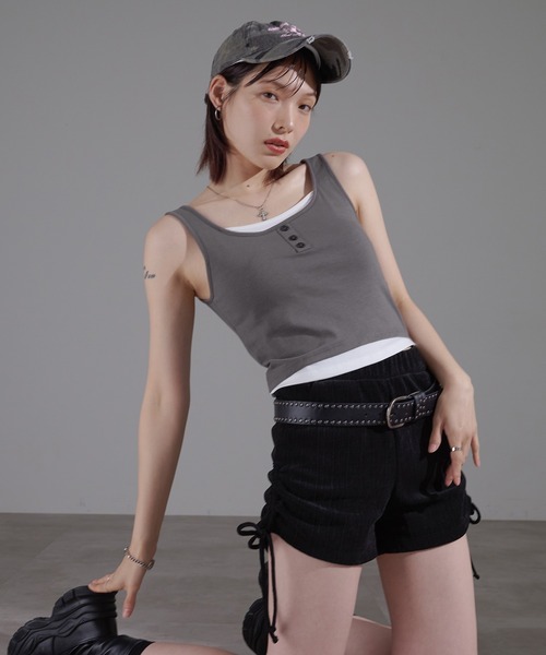 apres jour mignon(アプレジュールミニョン)の「ヘンリーレイヤードカップ付きタンク【ZOZOTOWN限定アイテム】(タンクトップ・レディース・ブラック/チャコールグレー/レッド・X-LARGE/フリー)」の17枚目の写真