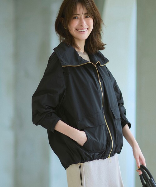 撥水加工】ソフトメモリータフタ スタンドネック ブルゾン（ブルゾン