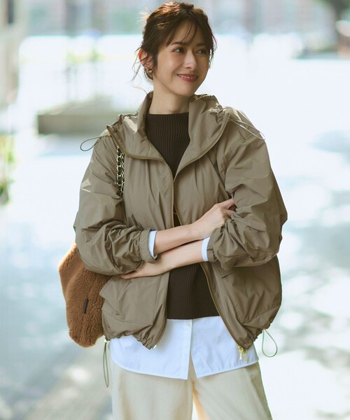 撥水加工】ソフトメモリータフタ スタンドネック ブルゾン（ブルゾン