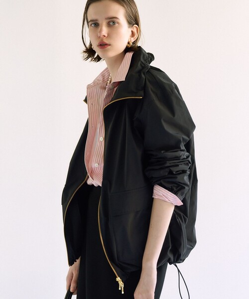 撥水加工】ソフトメモリータフタ スタンドネック ブルゾン（ブルゾン