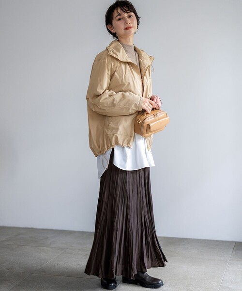 セール】【撥水加工】ソフトメモリータフタ スタンドネック ブルゾン