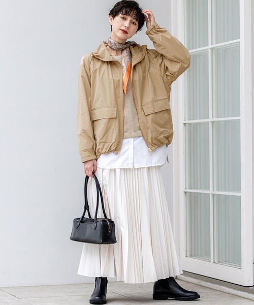 セール】【撥水加工】ソフトメモリータフタ スタンドネック ブルゾン