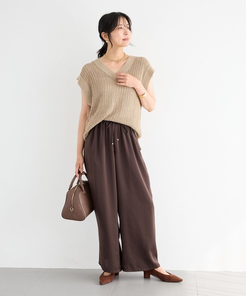 BARNYARDSTORM（バンヤードストーム）の「BARNYARDSTORM / サテンギャザーパンツ / ハンドウォッシャブル（その他パンツ・レディース・ブラウン/グリーン・FREE）」の5枚目の写真