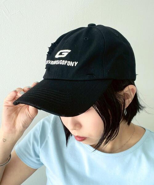 WEGO（ウィゴー）の「WEGO/ロゴ刺繍ダメージキャップ（キャップ・レディース・ブラック/レッド・FREE）」の3枚目の写真