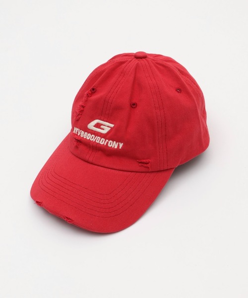 WEGO（ウィゴー）の「WEGO/ロゴ刺繍ダメージキャップ（キャップ・レディース・ブラック/レッド・FREE）」の7枚目の写真