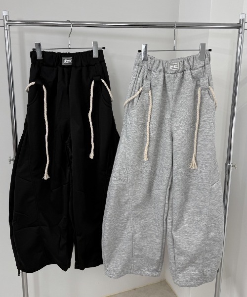Never mind the XU / Chikashitsu+（ネバーマインド ザ エックスユー / チカシツプラス）の「【Nerd out XU】waist rope loose sweat pants / 【ナードアウトエックスユー】ウエストロープルーズスウェットパンツ <着用動画あり>（スウェットパンツ・メンズ・ブラック/グレー/杢グレー・L/XXL）」の17枚目の写真
