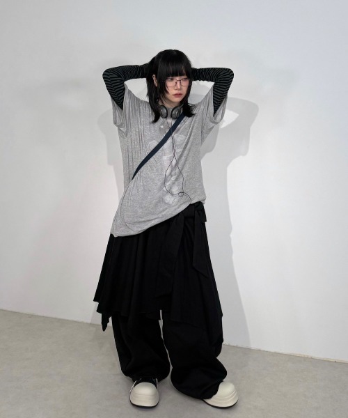 Never mind the XU / Chikashitsu+（ネバーマインド ザ エックスユー / チカシツプラス）の「【Nerd out XU】waist rope loose sweat pants / 【ナードアウトエックスユー】ウエストロープルーズスウェットパンツ <着用動画あり>（スウェットパンツ・メンズ・ブラック/グレー/杢グレー・L/XXL）」の19枚目の写真