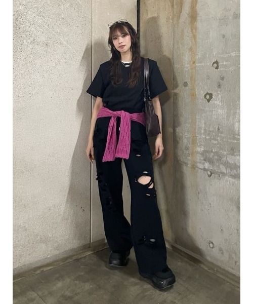 THROW by SLY(スローバイスライ)の「THROW PADDED T/SH パッド ティーシャツ Tシャツ 半袖 夏服 秋服(Tシャツ/カットソー・レディース・ブラウン/ブラック・FREE)」の17枚目の写真