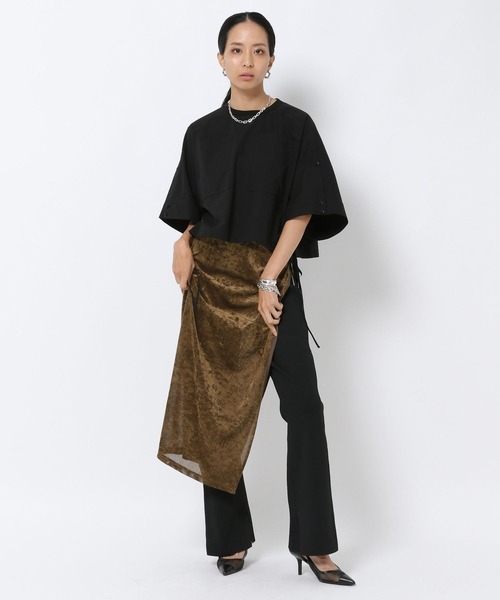 HEREIAM（ヘレイアム）の「【HEREIAM】巻くだけ簡単！メッシュベロアラップスカート（スカート・レディース・カーキ/ブラック・FREE）」の15枚目の写真