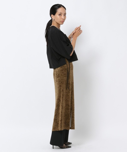 HEREIAM（ヘレイアム）の「【HEREIAM】巻くだけ簡単！メッシュベロアラップスカート（スカート・レディース・カーキ/ブラック・FREE）」の16枚目の写真