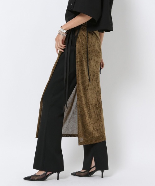 HEREIAM（ヘレイアム）の「【HEREIAM】巻くだけ簡単！メッシュベロアラップスカート（スカート・レディース・カーキ/ブラック・FREE）」の18枚目の写真