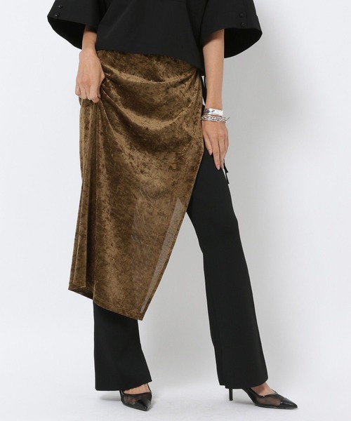 HEREIAM（ヘレイアム）の「【HEREIAM】巻くだけ簡単！メッシュベロアラップスカート（スカート・レディース・カーキ/ブラック・FREE）」の19枚目の写真