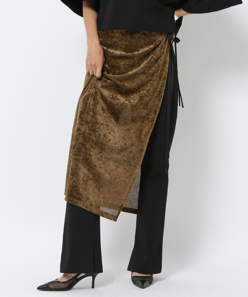 HEREIAM（ヘレイアム）の「【HEREIAM】巻くだけ簡単！メッシュベロアラップスカート（スカート・レディース・カーキ/ブラック・FREE）」の20枚目の写真