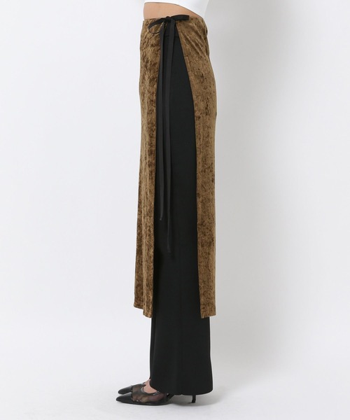 HEREIAM（ヘレイアム）の「【HEREIAM】巻くだけ簡単！メッシュベロアラップスカート（スカート・レディース・カーキ/ブラック・FREE）」の22枚目の写真