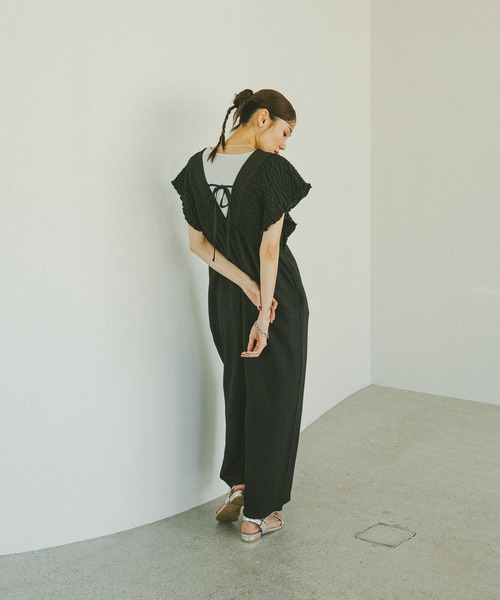 GLOBAL WORK（グローバルワーク）の「シャーリングオールインワン/579522（つなぎ/オールインワン・レディース・ブラック/ダークブラウン・LARGE/MEDIUM）」の19枚目の写真