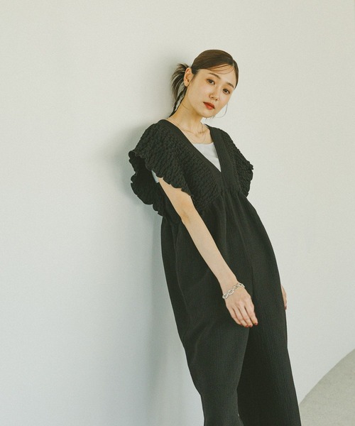 GLOBAL WORK（グローバルワーク）の「シャーリングオールインワン/579522（つなぎ/オールインワン・レディース・ブラック/ダークブラウン・LARGE/MEDIUM）」の10枚目の写真