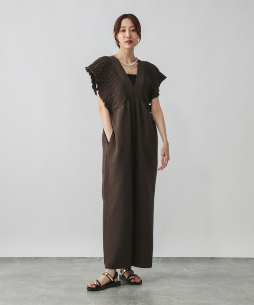 GLOBAL WORK（グローバルワーク）の「シャーリングオールインワン/579522（つなぎ/オールインワン・レディース・ブラック/ダークブラウン・LARGE/MEDIUM）」の5枚目の写真