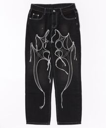 LAND MUSEUM | LAND MUSEUM／モチーフ刺繍ストレートパンツ(デニムパンツ)