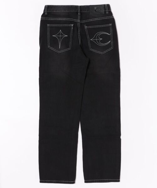 LAND MUSEUM(ランドミュージアム)の「LAND MUSEUM/モチーフ刺繍ストレートパンツ(デニムパンツ・メンズ・ブラック・MEDIUM/LARGE)」の2枚目の写真